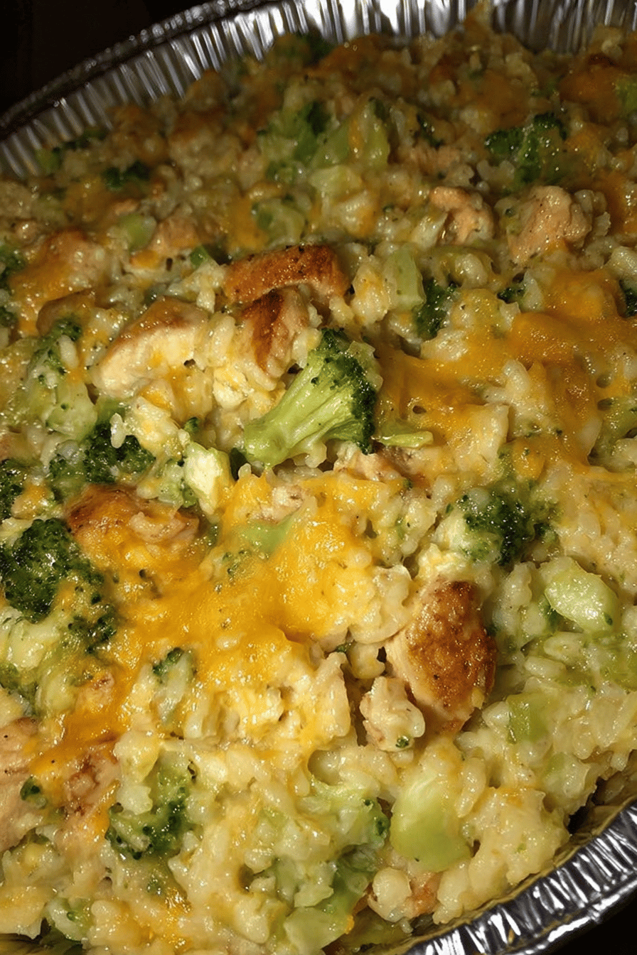 Broccoli, Rice, Cheese, and Chicken Casserole Recipe ingredients organized and measured on kitchen counter