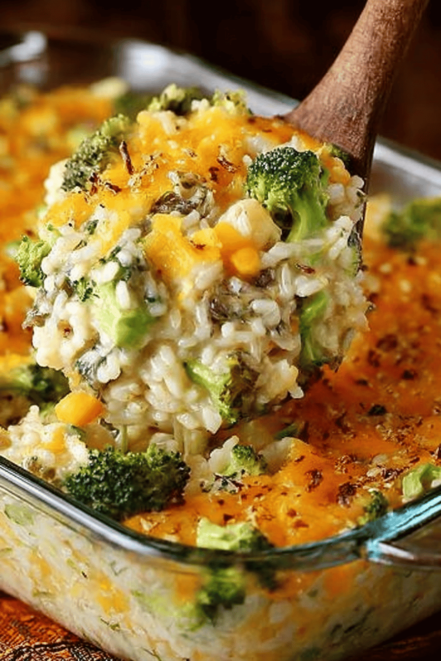 Broccoli and Rice Casserole Recipe slice on plate showing perfect texture and swirl pattern