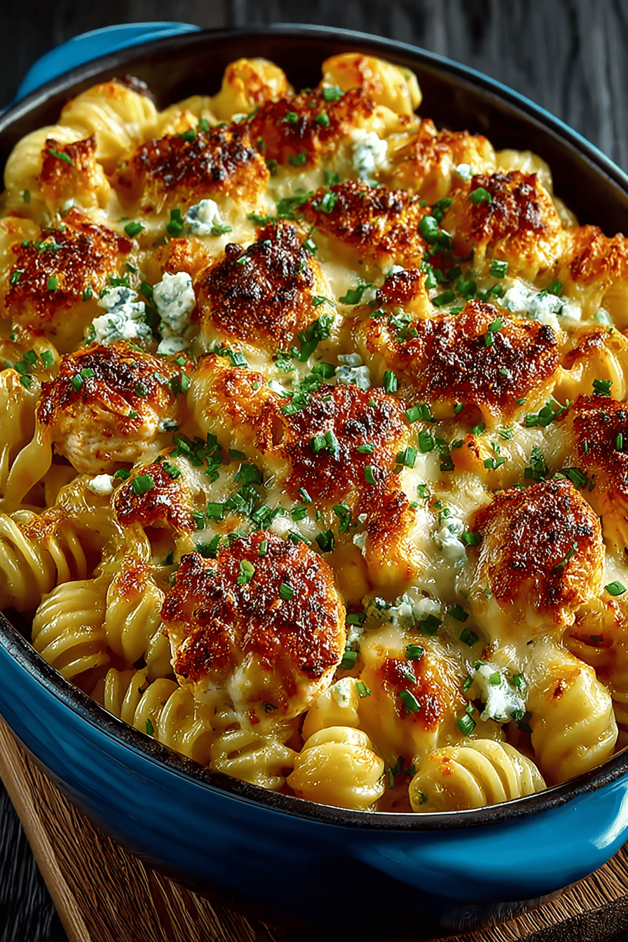 Buffalo Chicken Pasta Casserole Recipe ingredients organized and measured on kitchen counter
