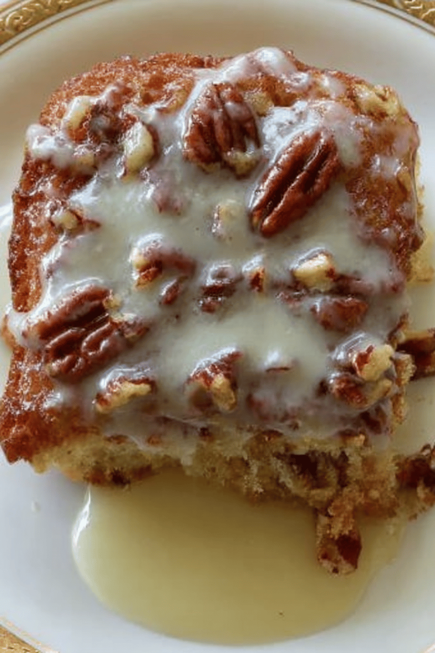 Butter Pecan Praline Poke Cake Recipe final dish beautifully presented and ready to serve