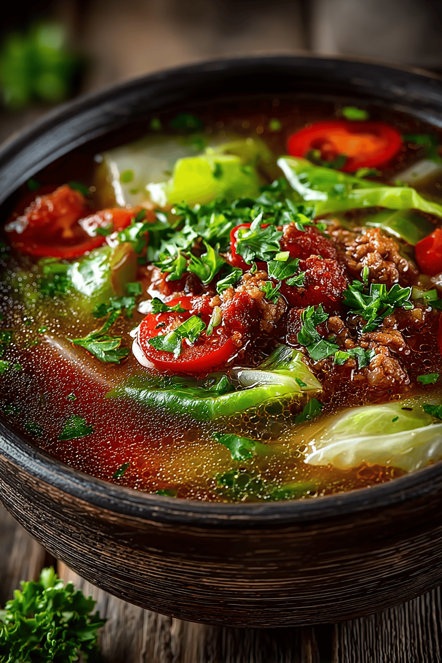 Cabbage Roll Soup Recipe ingredients organized and measured on kitchen counter