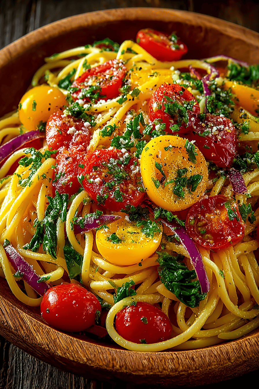California Spaghetti Salad Recipe final dish beautifully presented and ready to serve