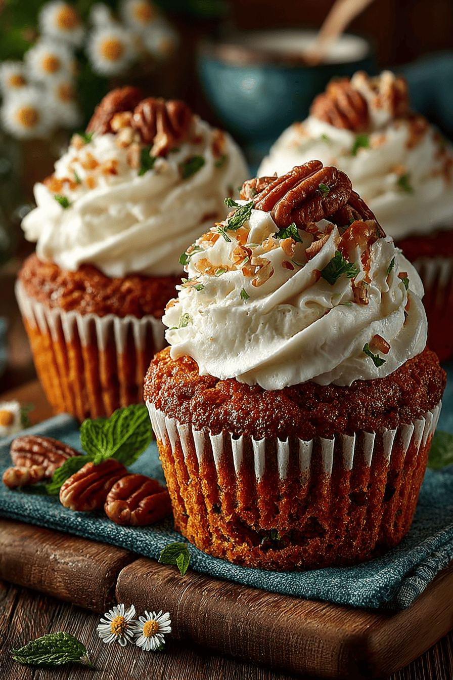 Caramel Pecan Carrot Cupcakes Recipe ingredients organized and measured on kitchen counter