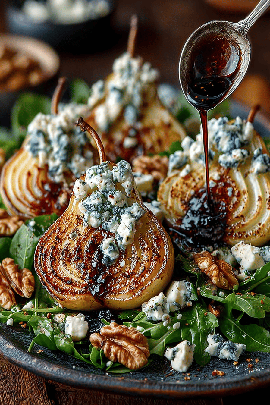 Caramelized Pear and Blue Cheese Salad Recipe final dish beautifully presented and ready to serve