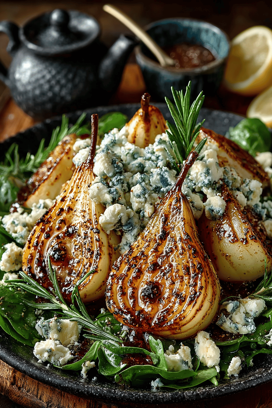 Caramelized Pear and Blue Cheese Salad Recipe slice on plate showing perfect texture and swirl pattern