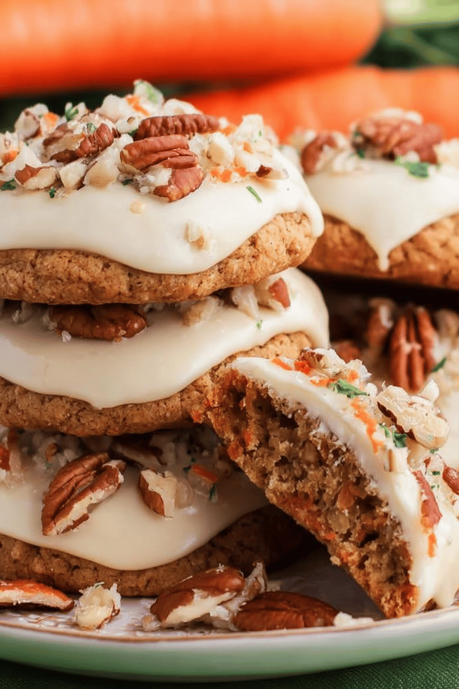 Carrot Cake Cookies Recipe from Recipes Fiber Website slice on plate showing perfect texture and swirl pattern