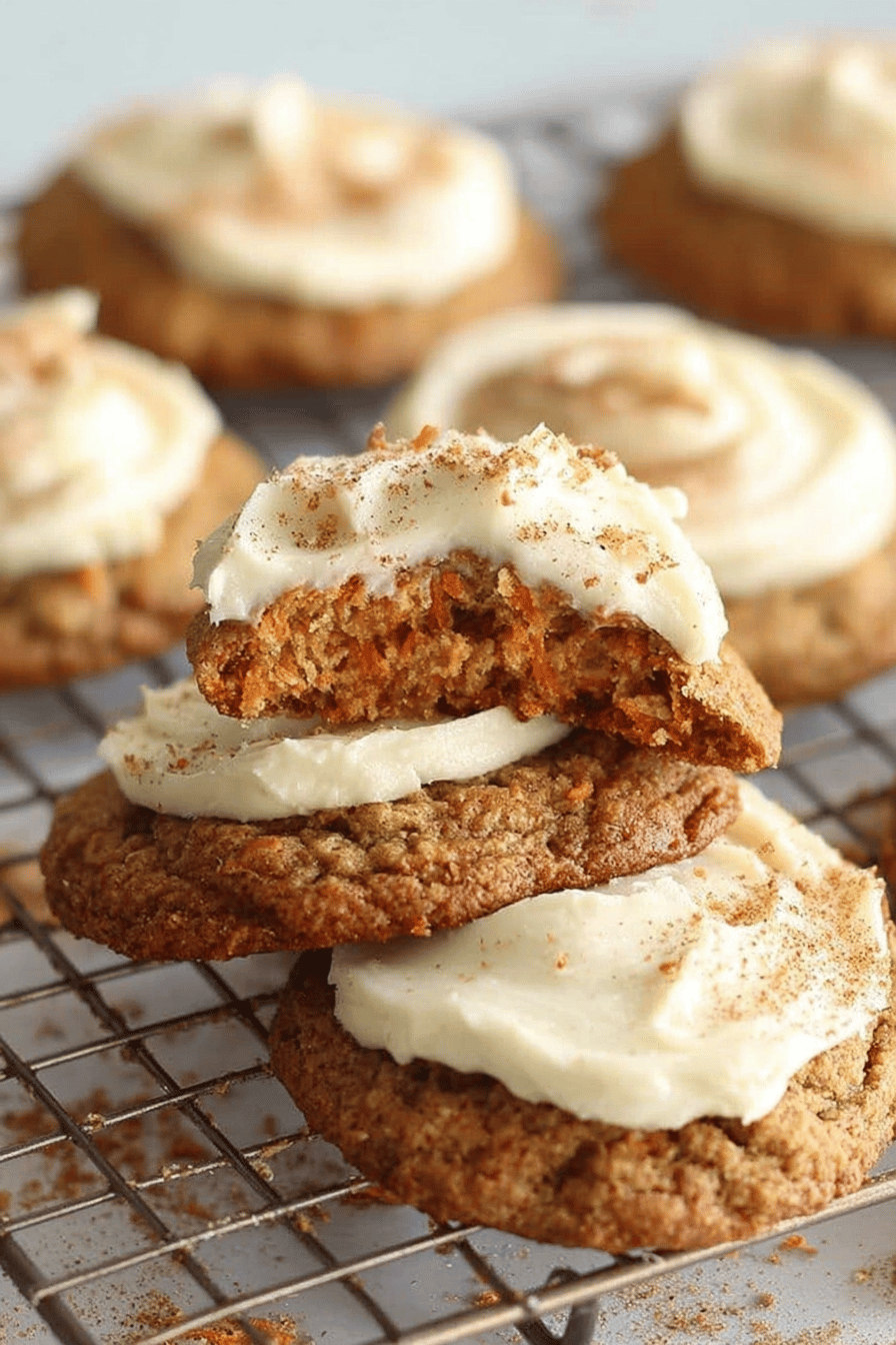 Carrot Cake Cookies Topped with Cream Cheese Frosting Recipe final dish beautifully presented and ready to serve