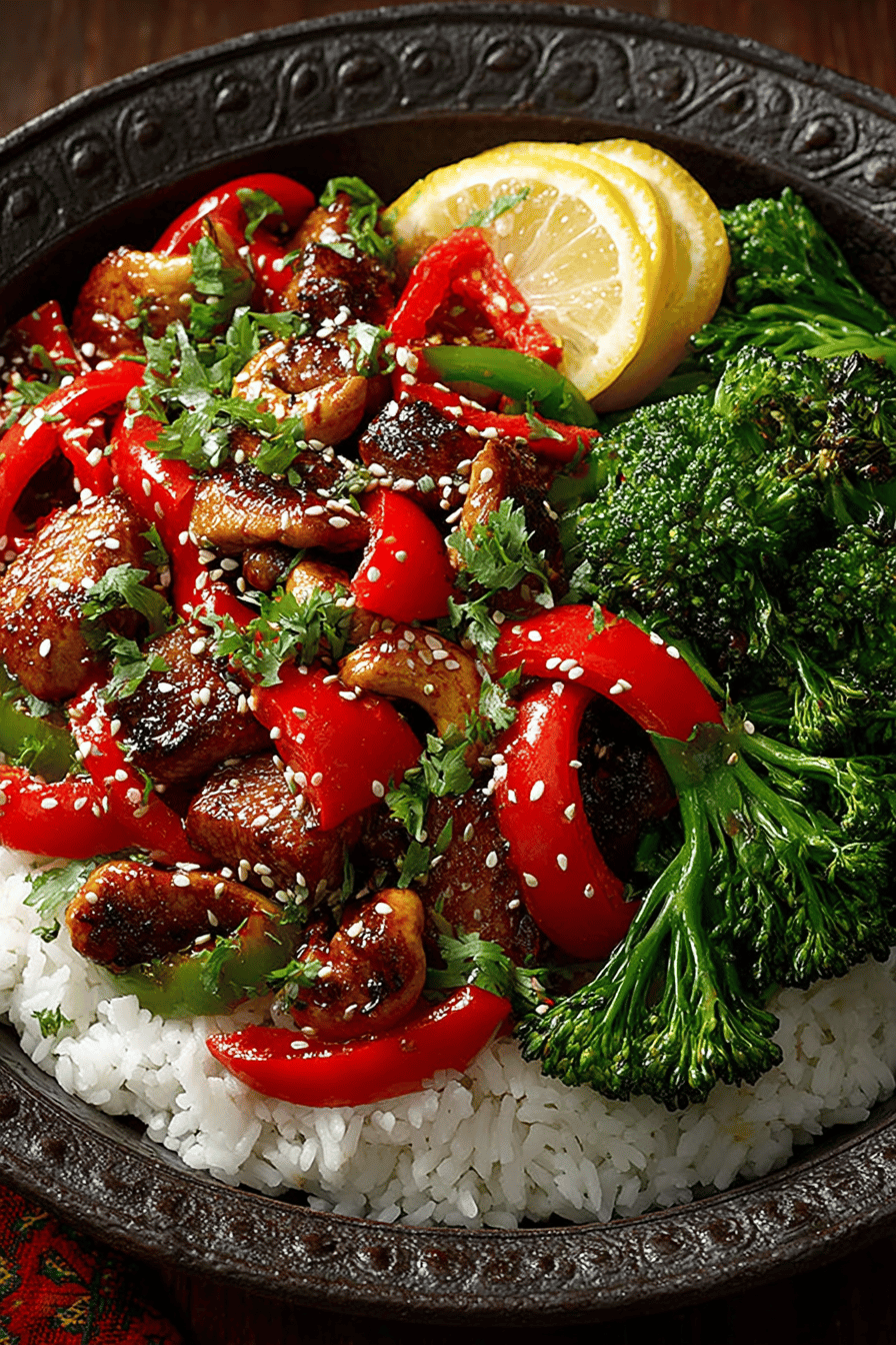Cashew Chicken Stir Fry Recipe Instructions ingredients organized and measured on kitchen counter
