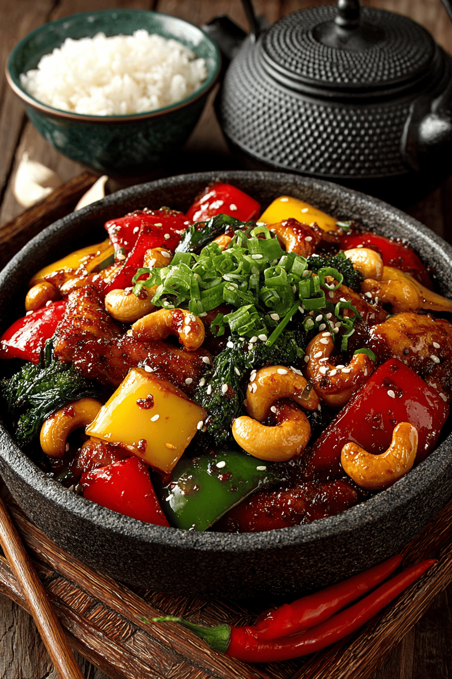 Cashew Chicken Stir Fry Recipe Instructions final dish beautifully presented and ready to serve
