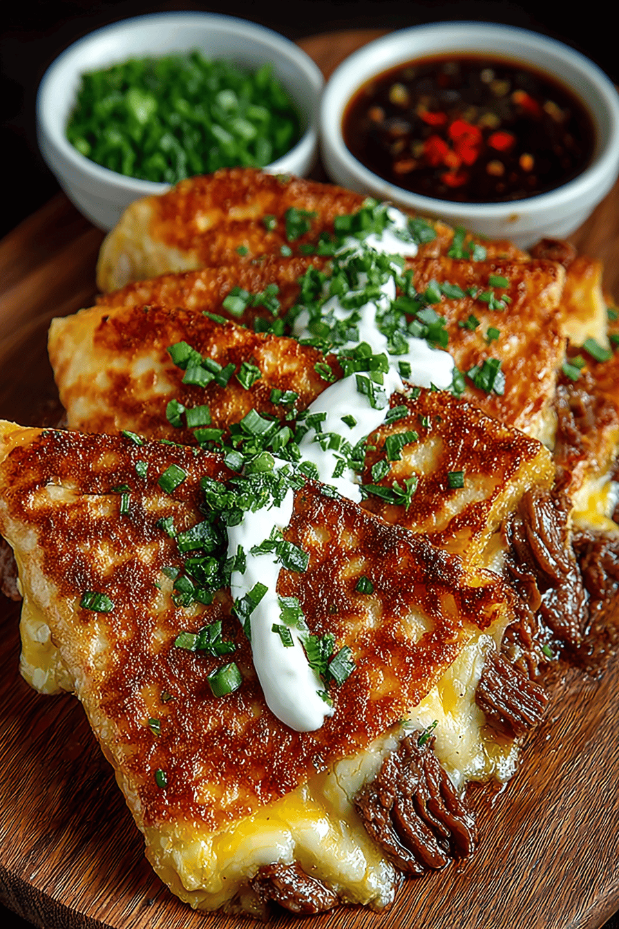 Cheese Steak Quesadillas Recipe ingredients organized and measured on kitchen counter