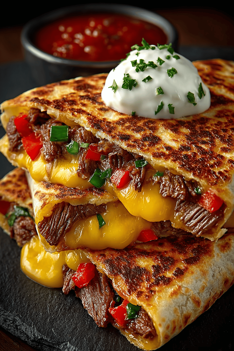 Cheese Steak Quesadillas Recipe final dish beautifully presented and ready to serve