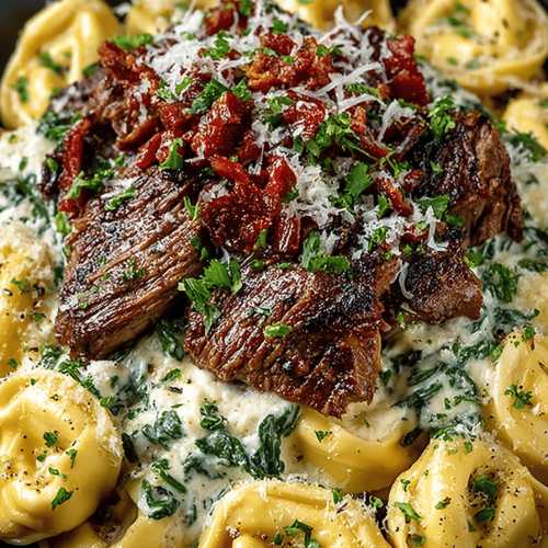 Cheesesteak Tortellini with a Creamy Provolone Sauce Recipe