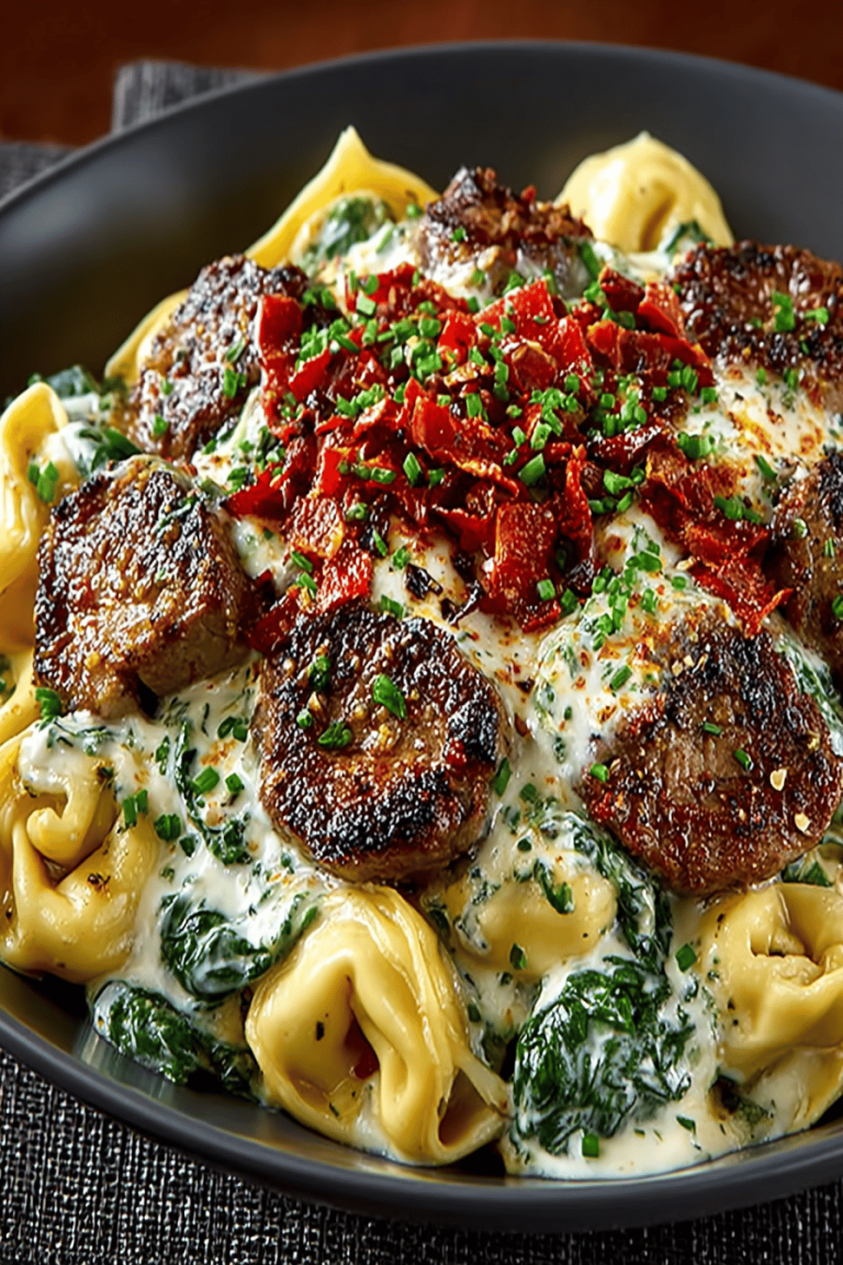 Cheesesteak Tortellini with a Creamy Provolone Sauce Recipe