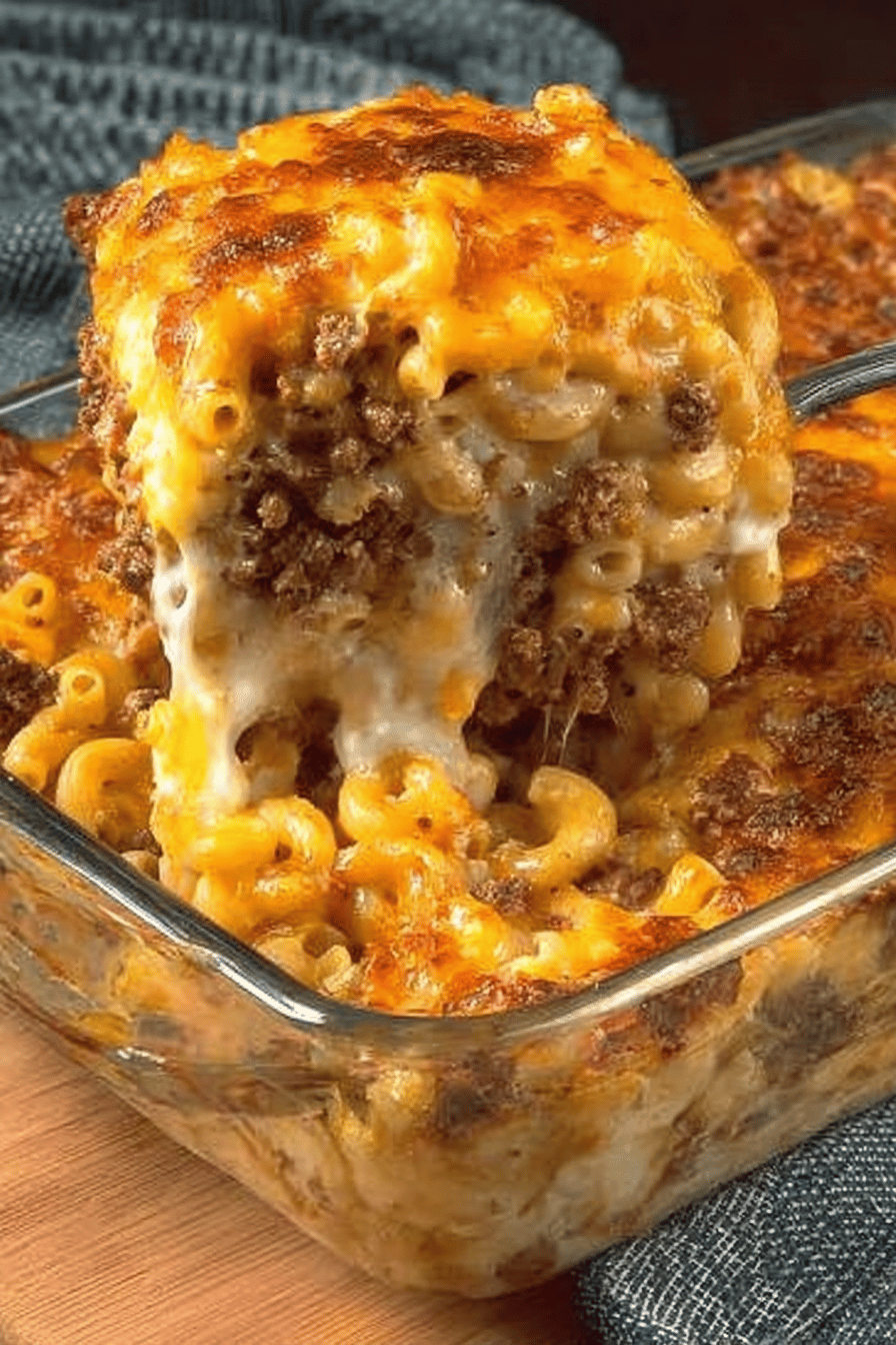 Cheesy Hamburger Casserole Recipe final dish beautifully presented and ready to serve