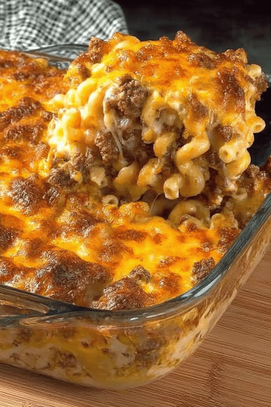 Cheesy Hamburger Casserole Recipe slice on plate showing perfect texture and swirl pattern