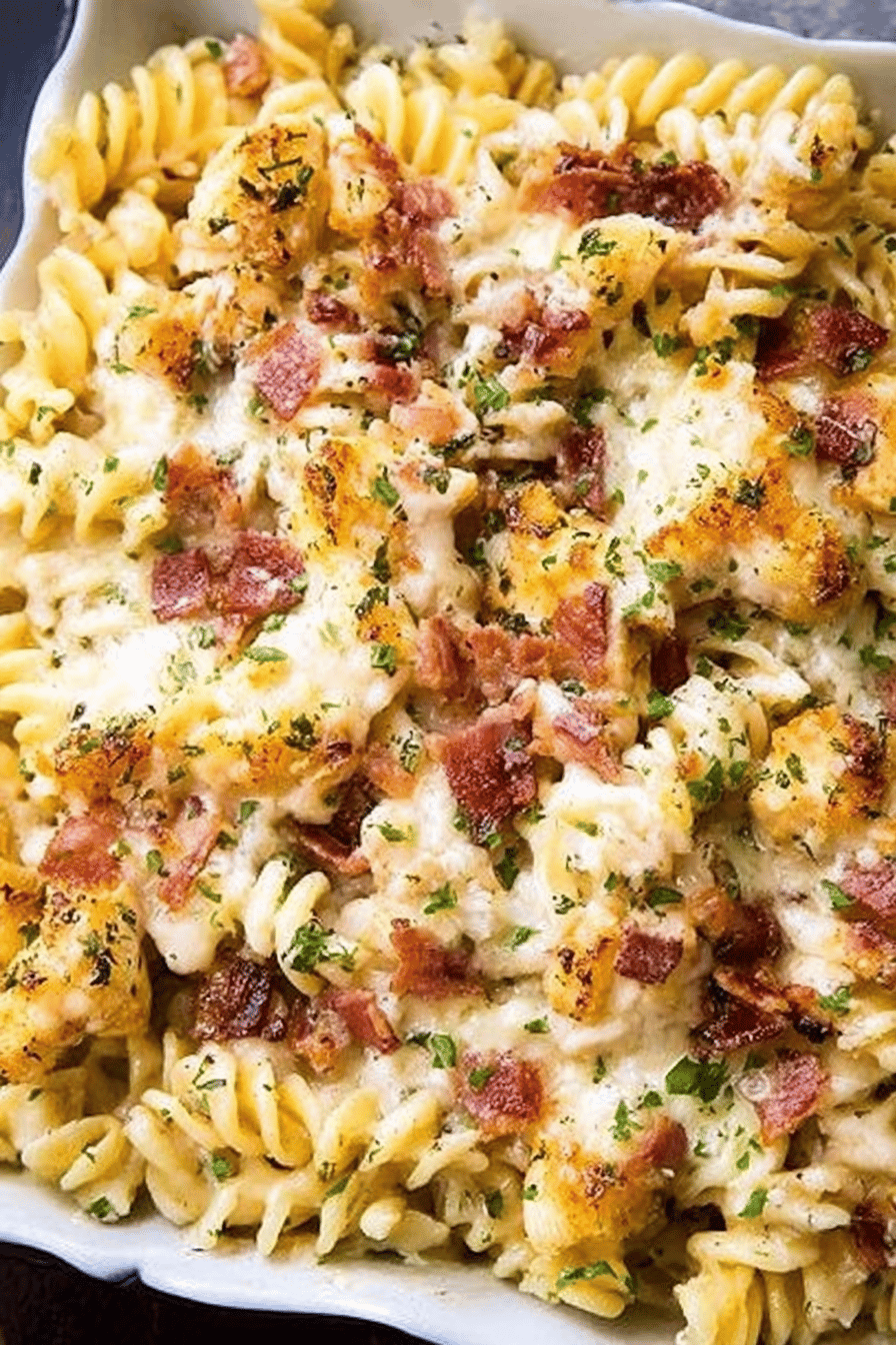 Chicken Bacon Ranch Pasta Recipe ingredients organized and measured on kitchen counter