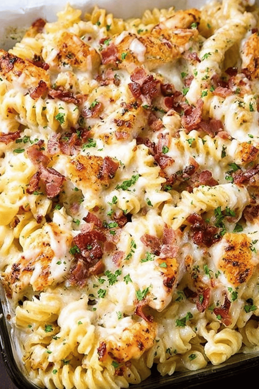 Chicken Bacon Ranch Pasta Recipe final dish beautifully presented and ready to serve