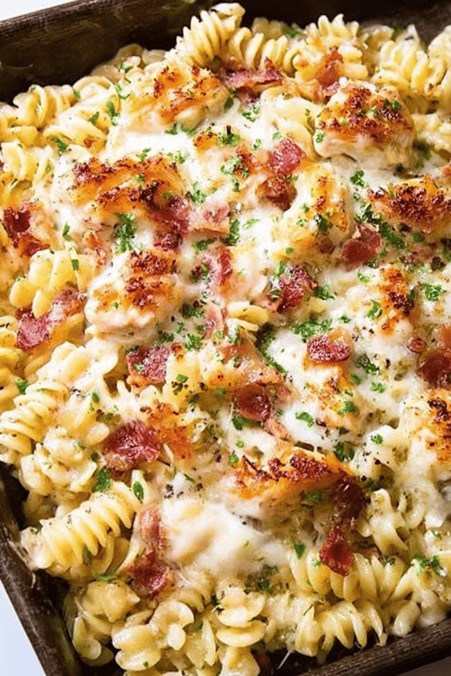 Chicken Bacon Ranch Pasta Recipe slice on plate showing perfect texture and swirl pattern