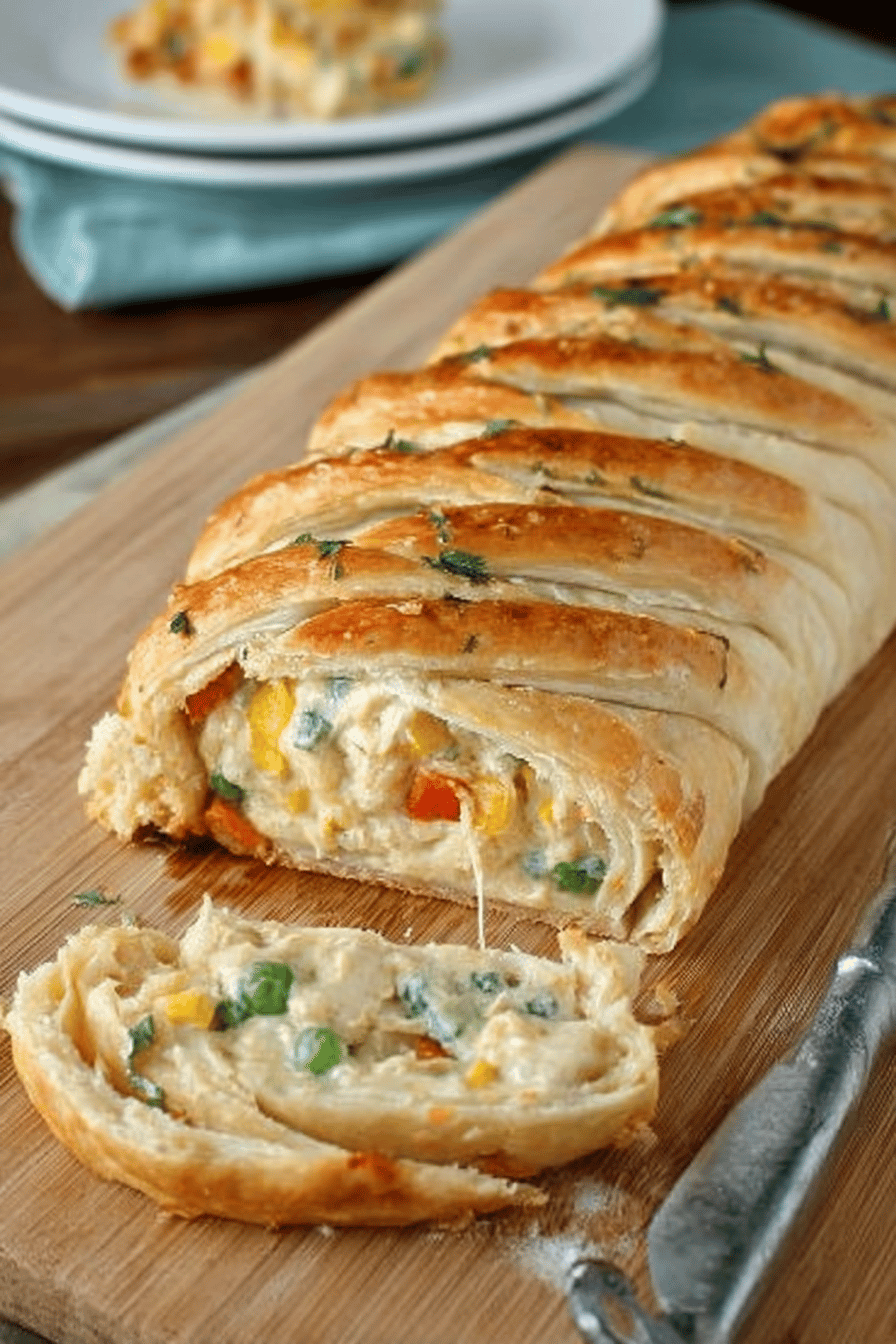 Chicken Pot Pie Crescent Braid Recipe ingredients organized and measured on kitchen counter