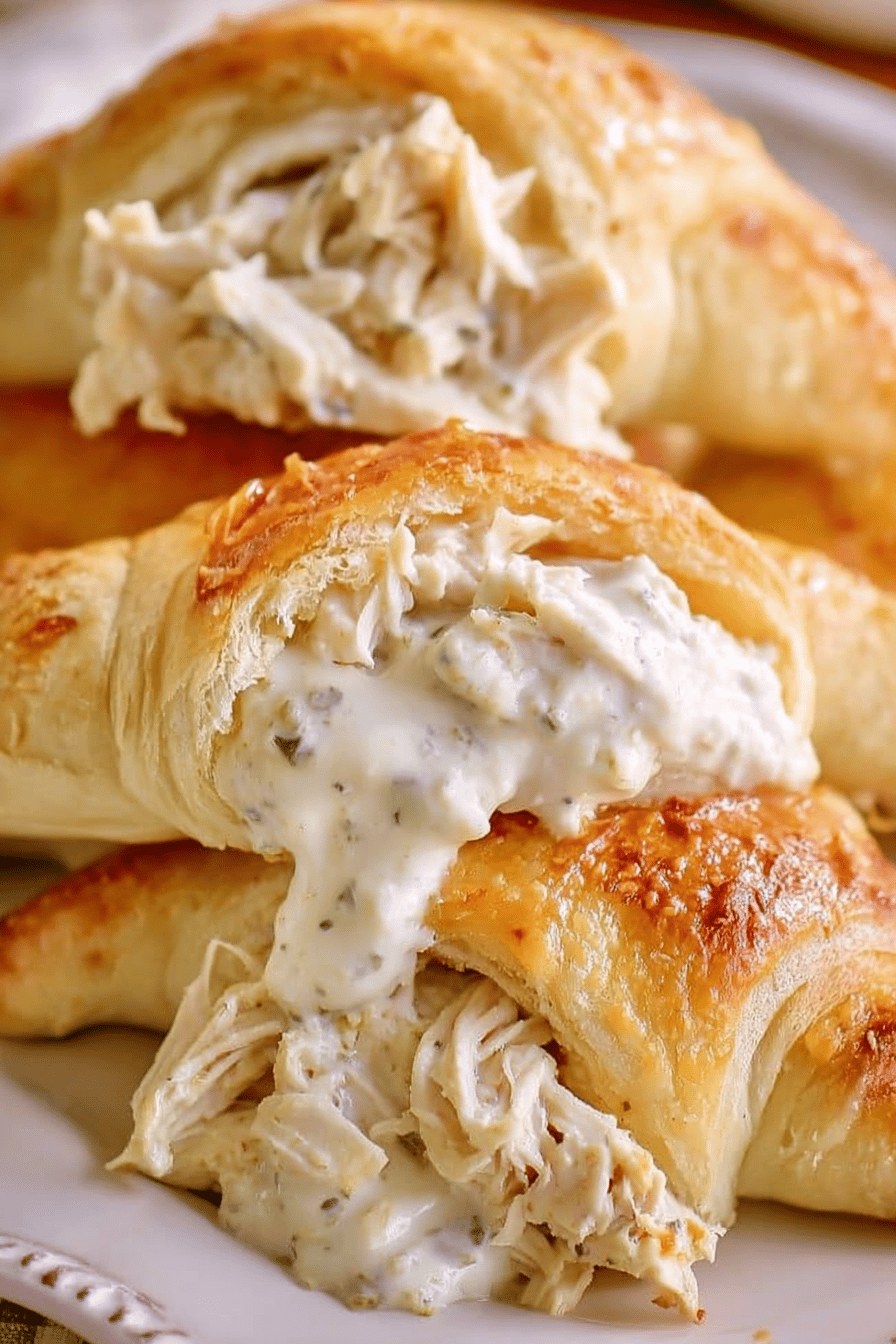 Chicken Stuffed Crescent Rolls Recipe slice on plate showing perfect texture and swirl pattern