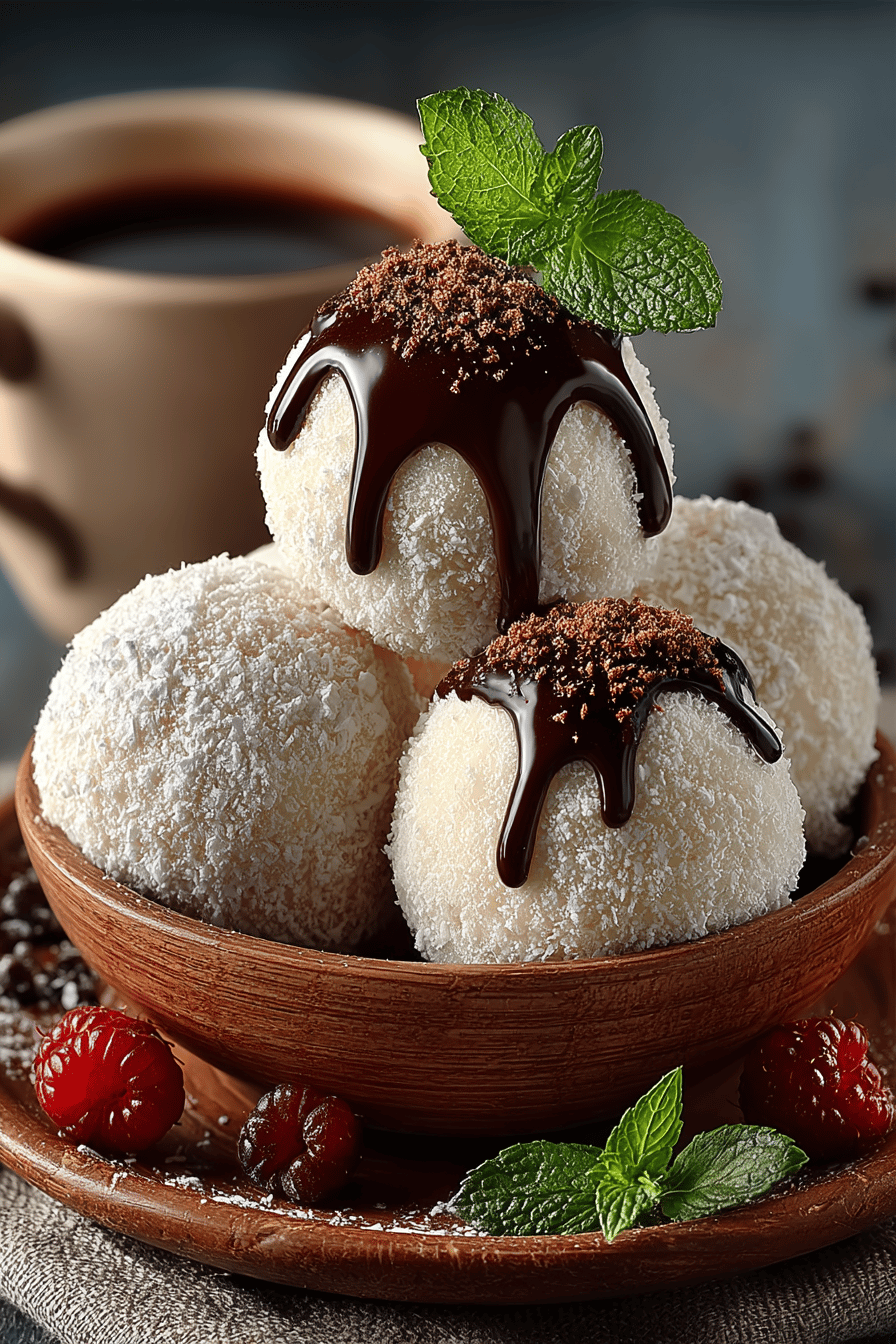Chocolate Snowballs Dessert Recipe final dish beautifully presented and ready to serve
