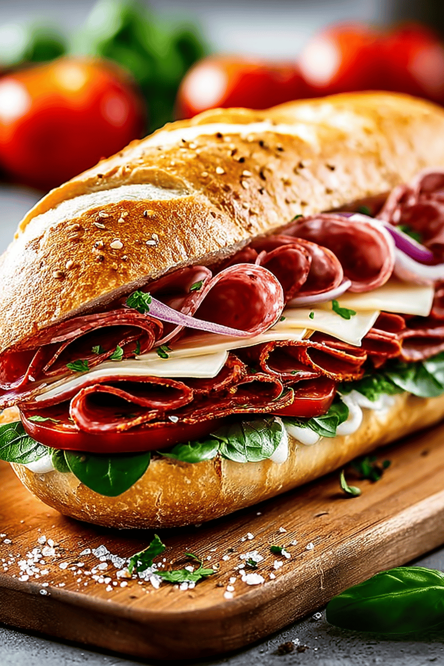 Chopped Italian Sandwich Recipe ingredients organized and measured on kitchen counter