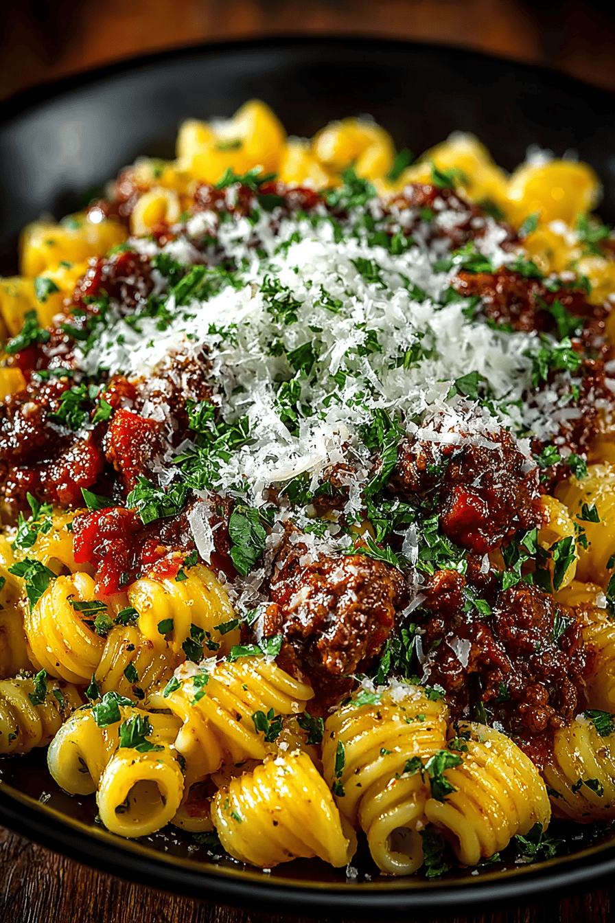 Classic Beefaroni Recipe for a Hearty Meal ingredients organized and measured on kitchen counter
