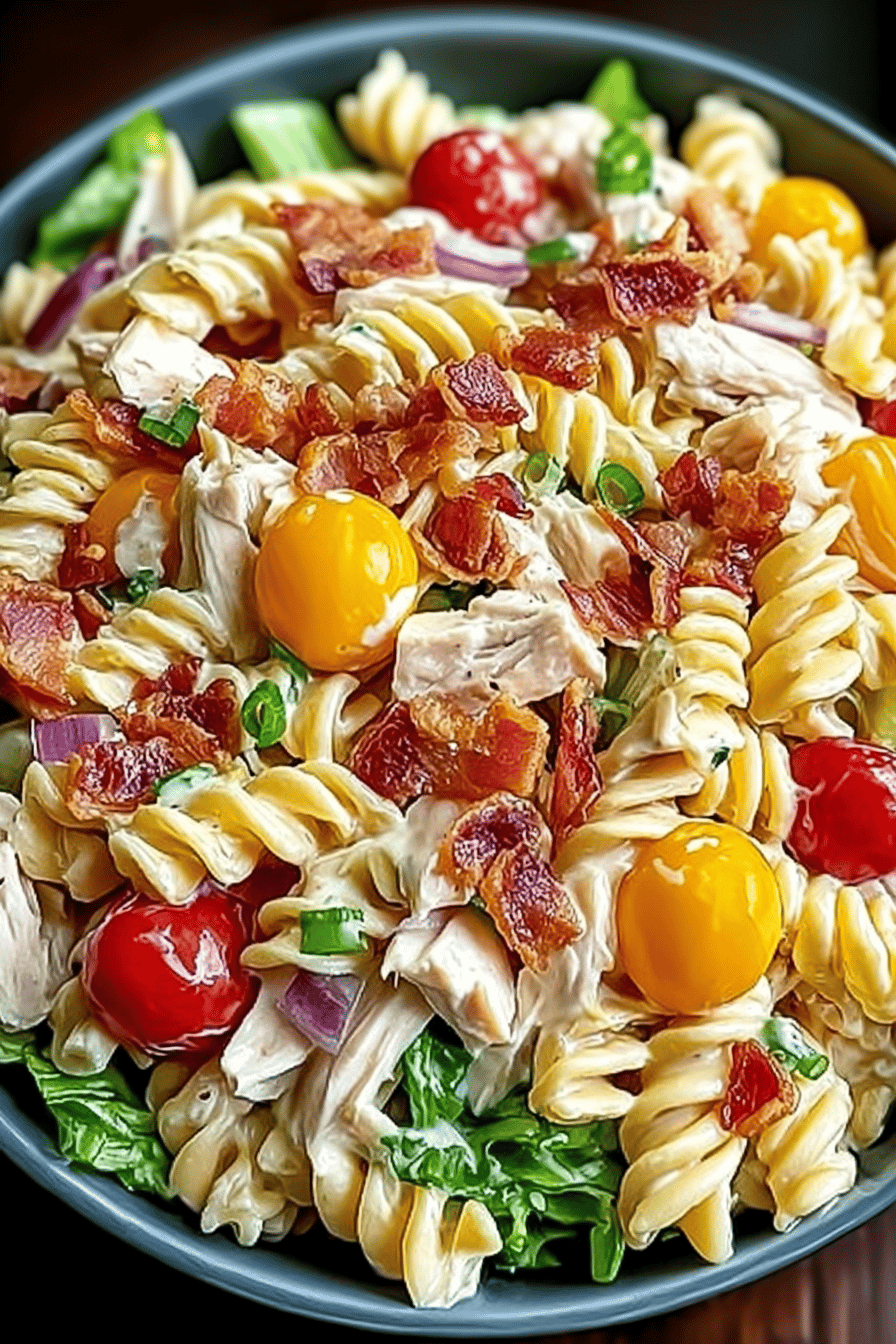 Club Sandwich Pasta Salad Recipe final dish beautifully presented and ready to serve