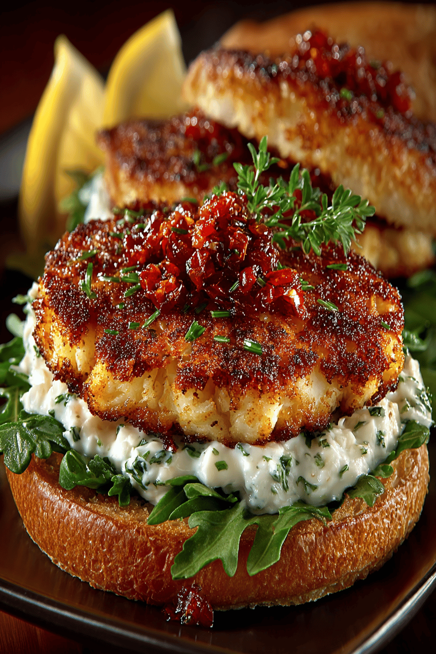 Crab Cake Sandwich Recipe final dish beautifully presented and ready to serve