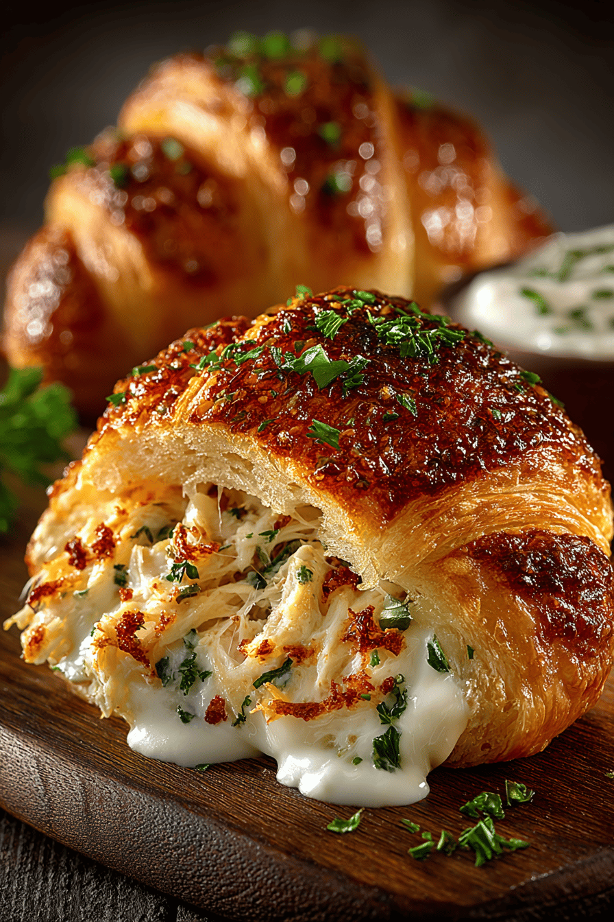 Crab and Cheese Stuffed Crescent Rolls Recipe slice on plate showing perfect texture and swirl pattern