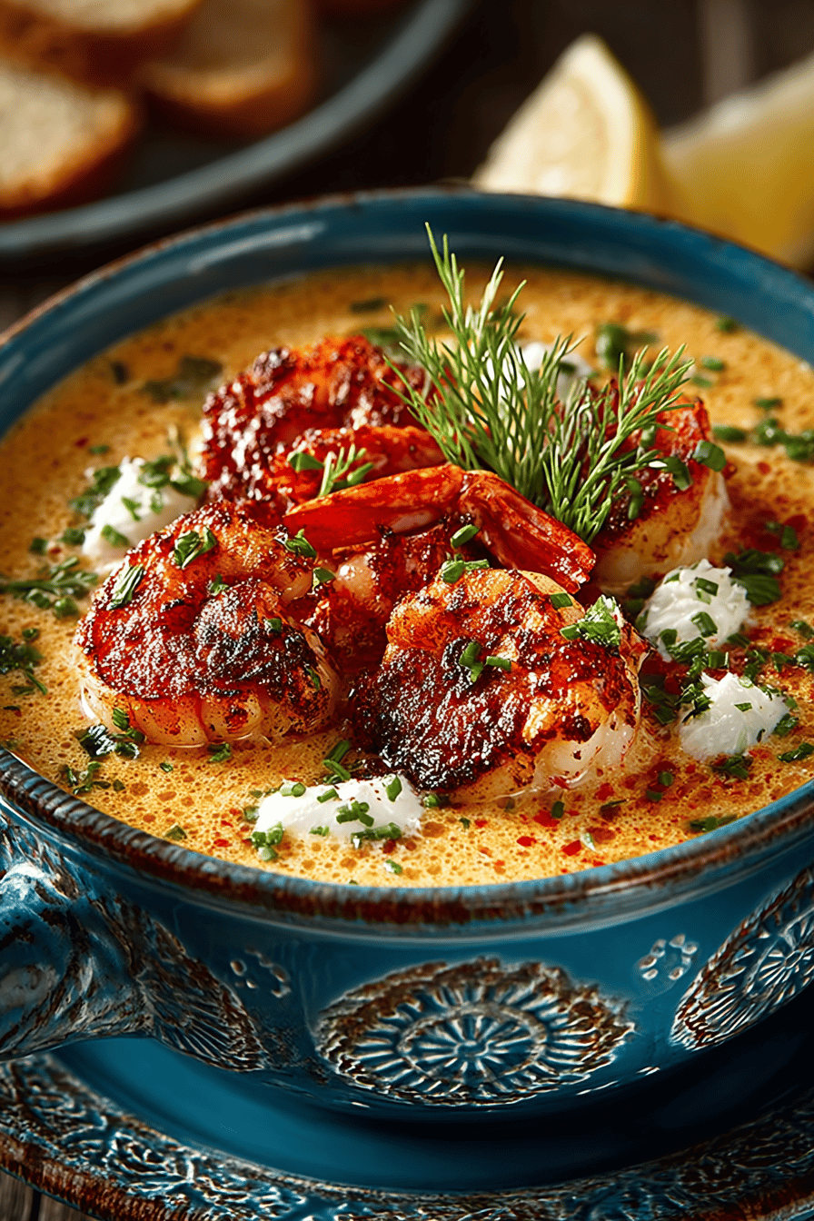 Crab and Shrimp Seafood Bisque Recipe final dish beautifully presented and ready to serve