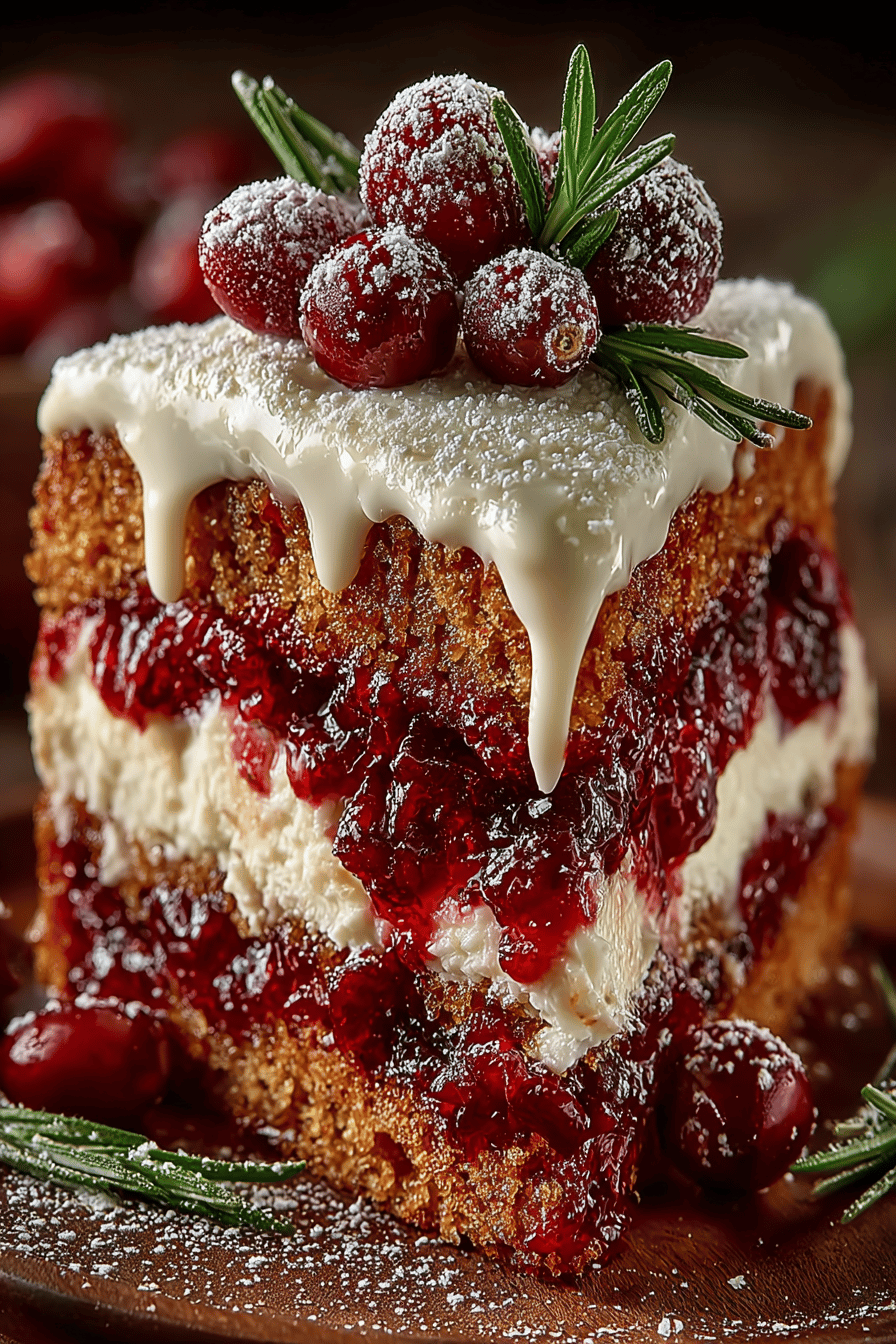 Cranberry Christmas Cake Recipe final dish beautifully presented and ready to serve