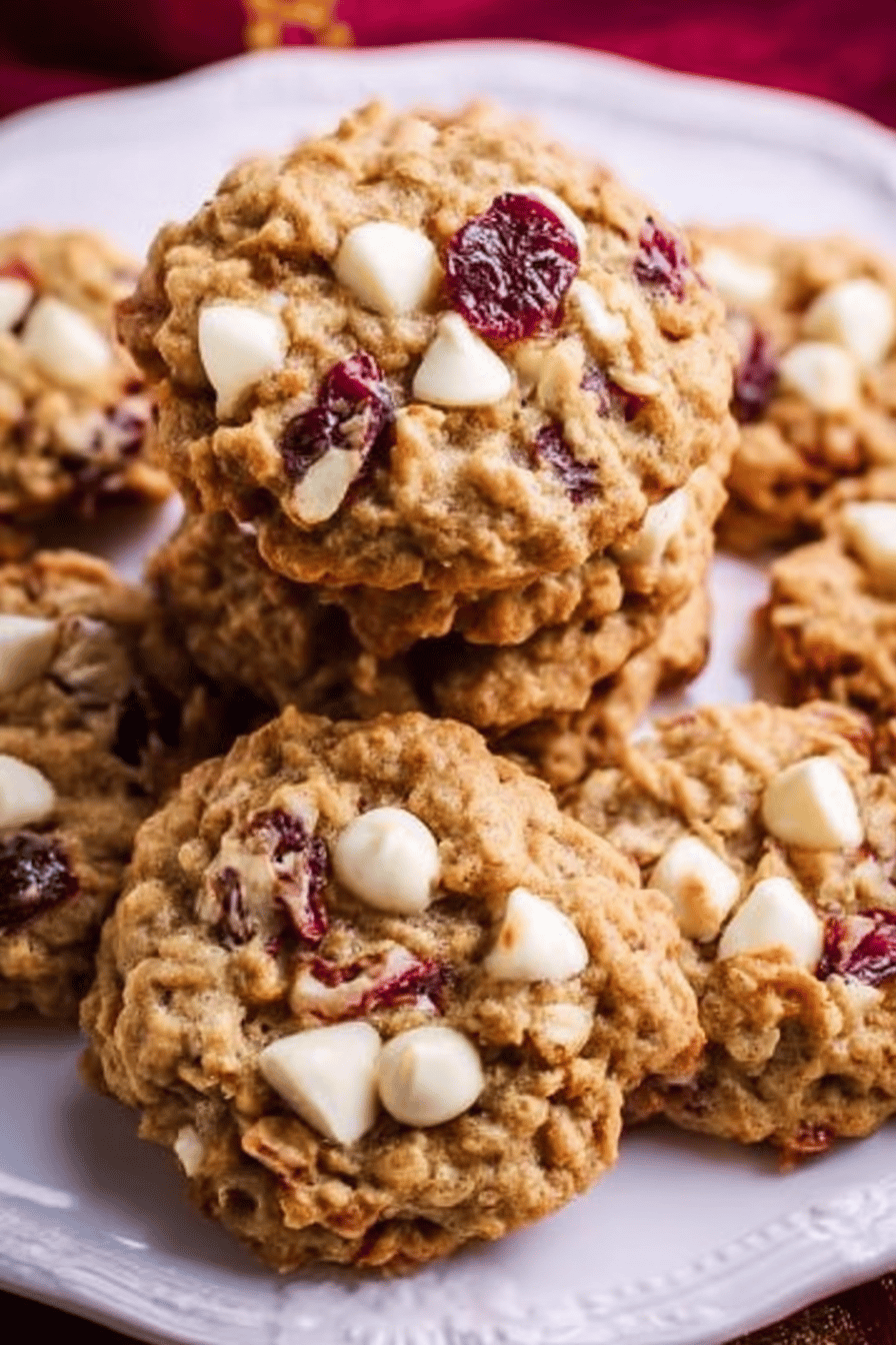 Cranberry White Chocolate Oatmeal Cookies Recipe final dish beautifully presented and ready to serve
