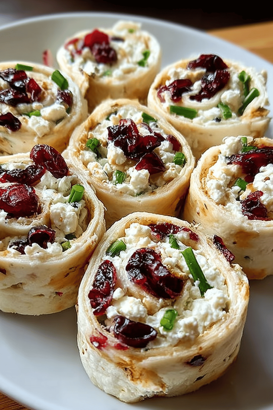Cream Cheese Cranberry Feta Pinwheels Recipe final dish beautifully presented and ready to serve