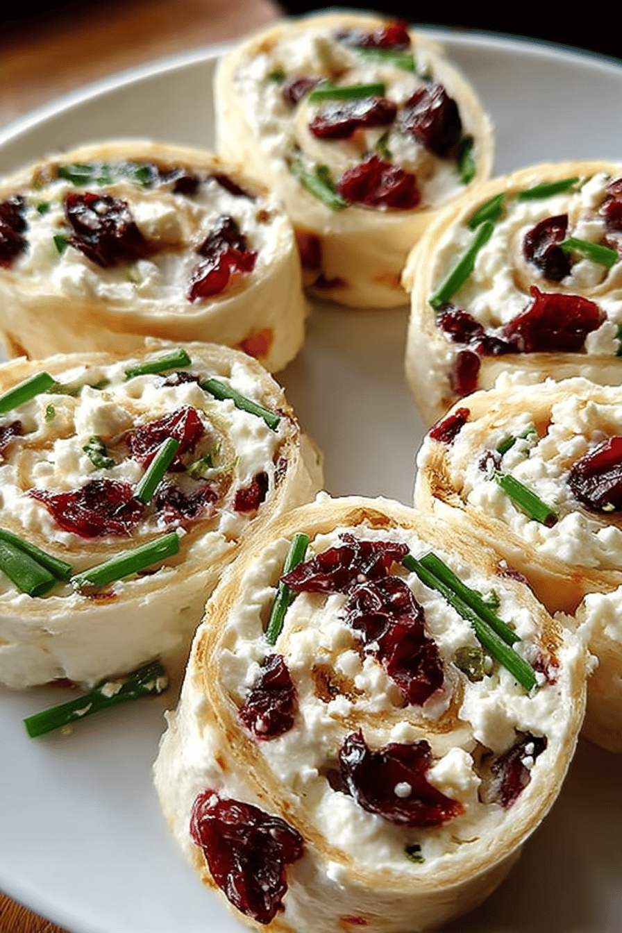 Cream Cheese Cranberry Feta Pinwheels Recipe slice on plate showing perfect texture and swirl pattern