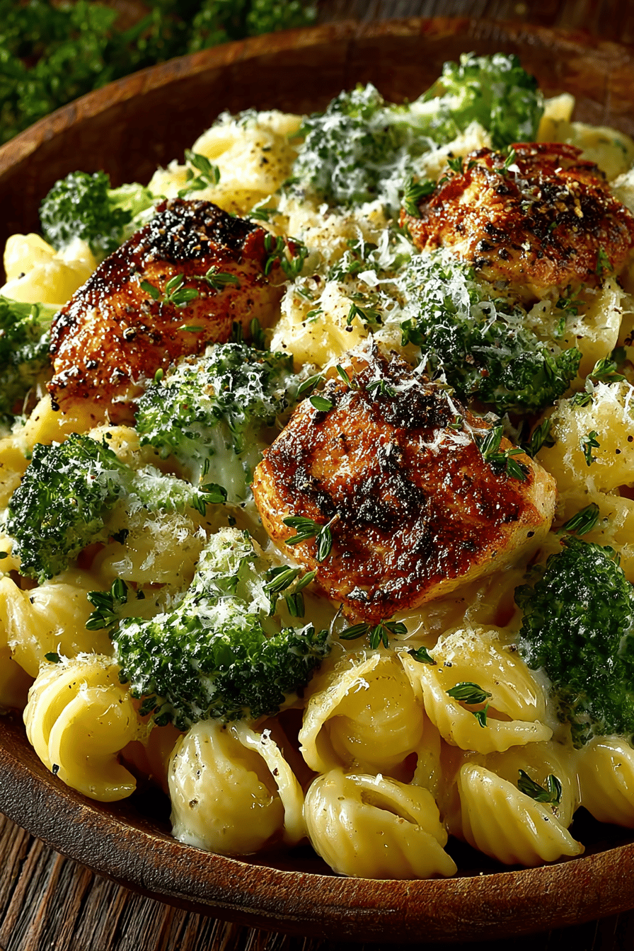 Creamy Chicken and Broccoli Delight Pasta Recipe ingredients organized and measured on kitchen counter