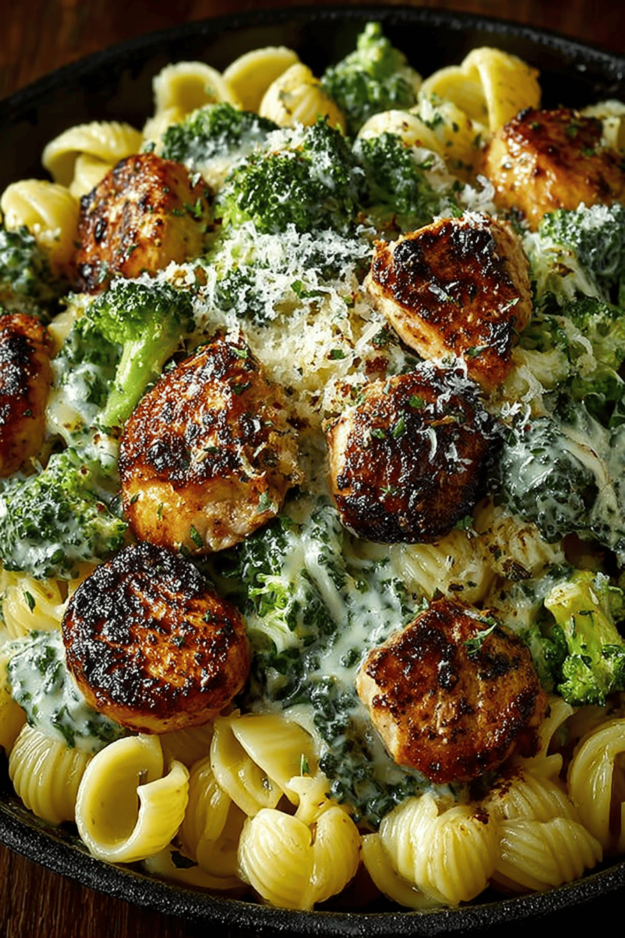 Creamy Chicken and Broccoli Delight Pasta Recipe slice on plate showing perfect texture and swirl pattern