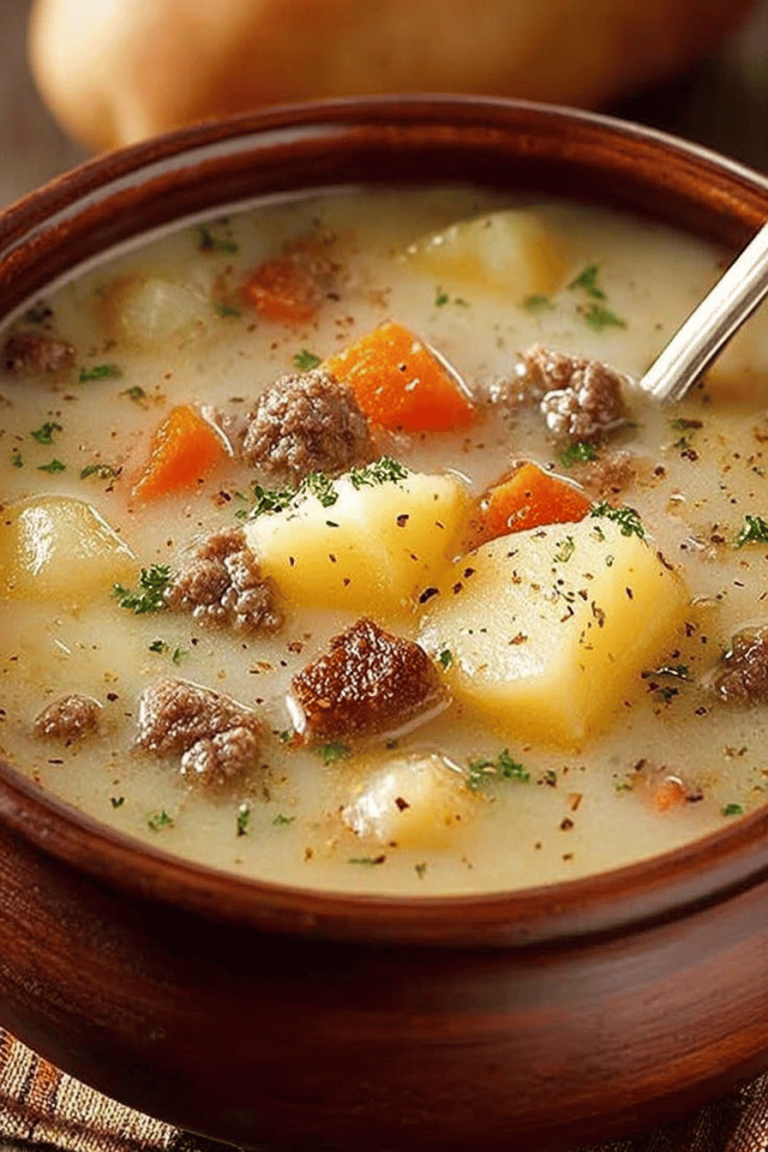 Creamy Potato and Hamburger Soup Recipe: A Crockpot Delight