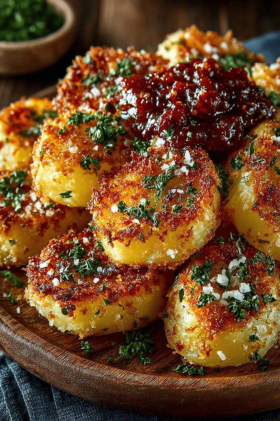 Crispy Crunchy Parmesan Potatoes Recipe final dish beautifully presented and ready to serve