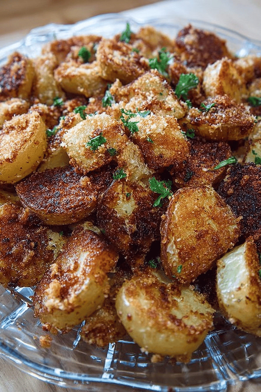 Crispy Garlic Parmesan Potatoes Recipe ingredients organized and measured on kitchen counter