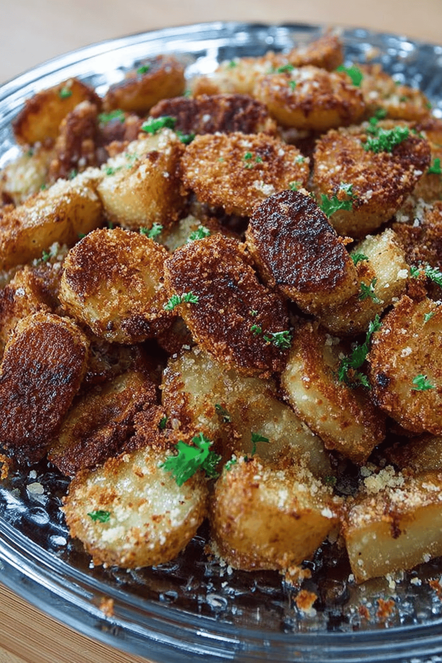 Crispy Garlic Parmesan Potatoes Recipe final dish beautifully presented and ready to serve
