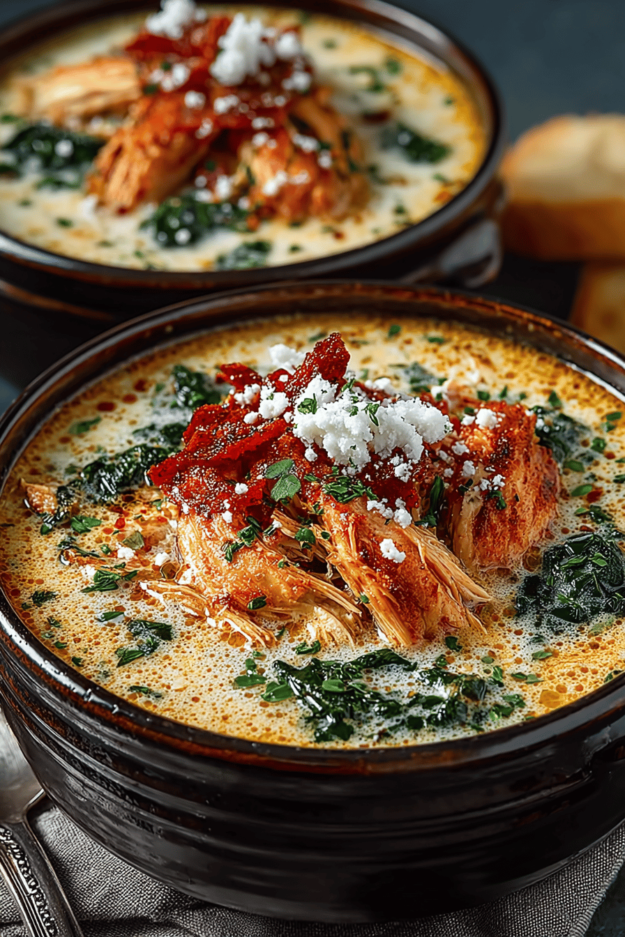 Crock Pot Creamy Chicken Parmesan Soup Recipe slice on plate showing perfect texture and swirl pattern