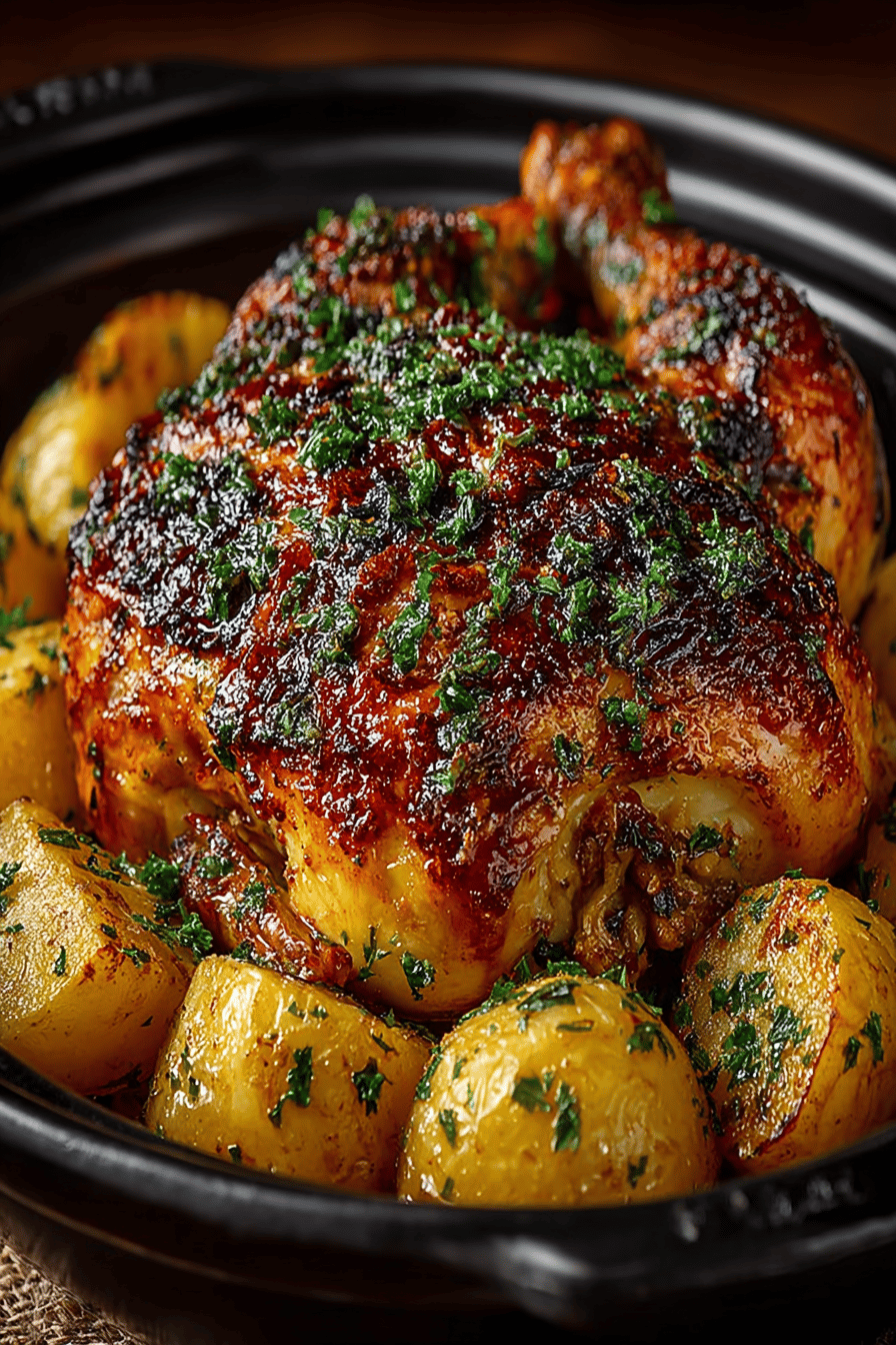 Crock-Pot Garlic Roasted Chicken Recipe ingredients organized and measured on kitchen counter