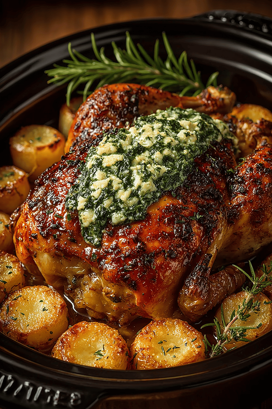 Crock-Pot Garlic Roasted Chicken Recipe final dish beautifully presented and ready to serve