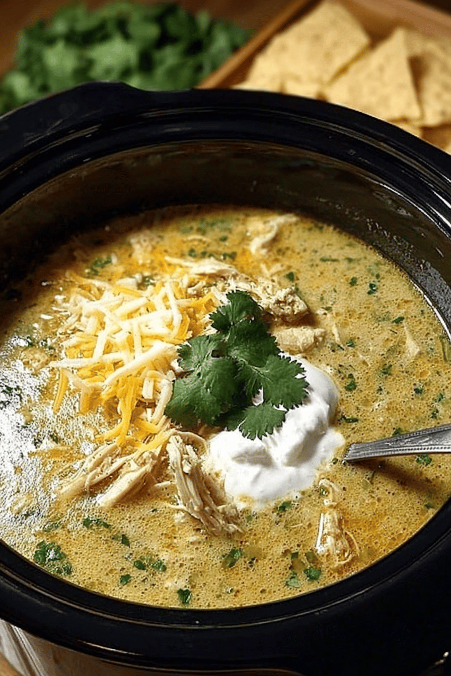 Crock-Pot Green Enchilada Chicken Soup Recipe ingredients organized and measured on kitchen counter