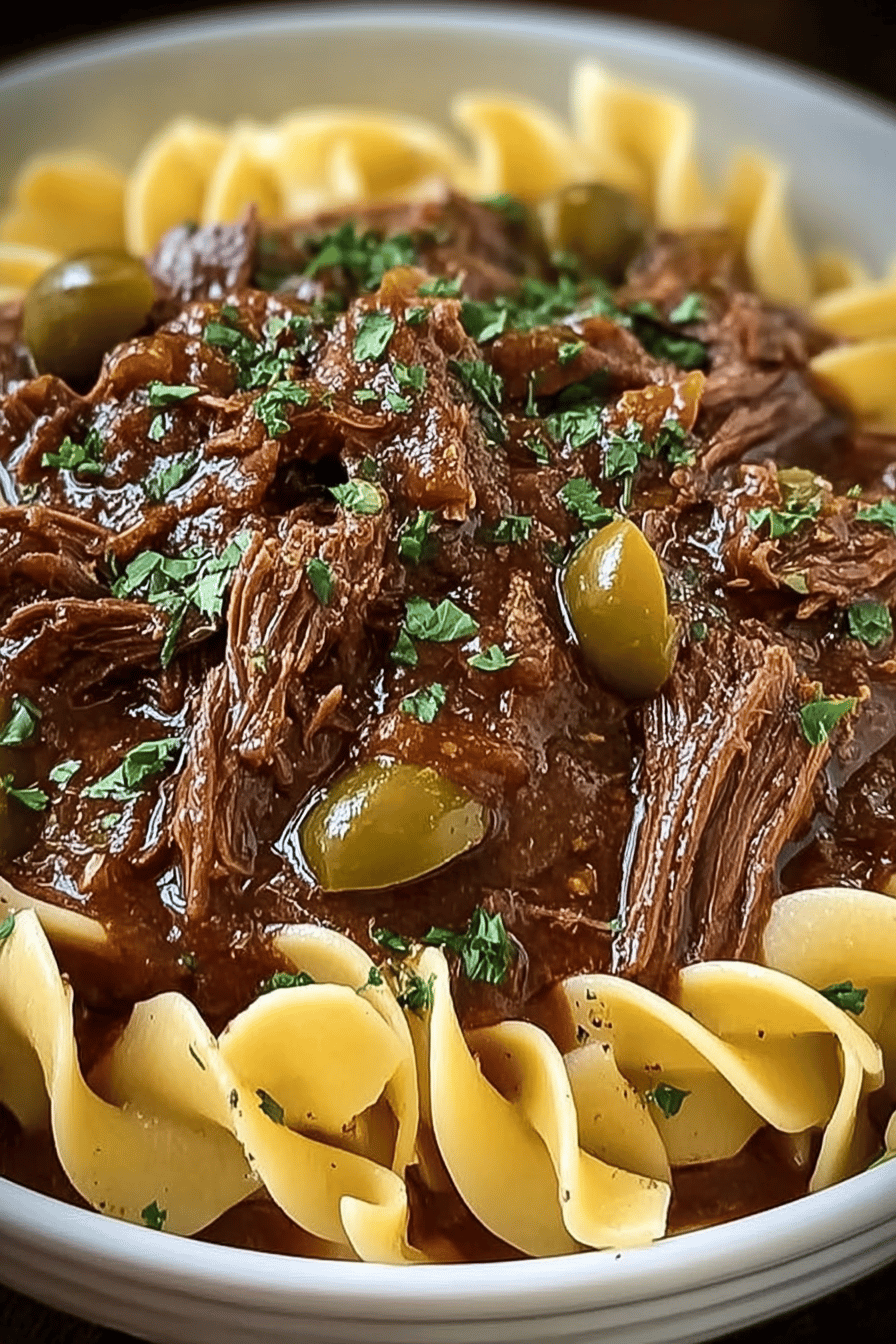 Crockpot Mississippi Beef and Noodles Recipe