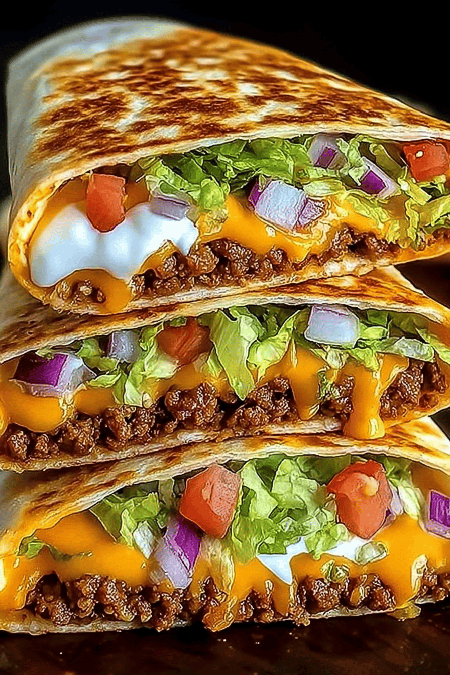 Crunchwrap Supreme: A Taco Bell-Inspired Recipe Guide slice on plate showing perfect texture and swirl pattern