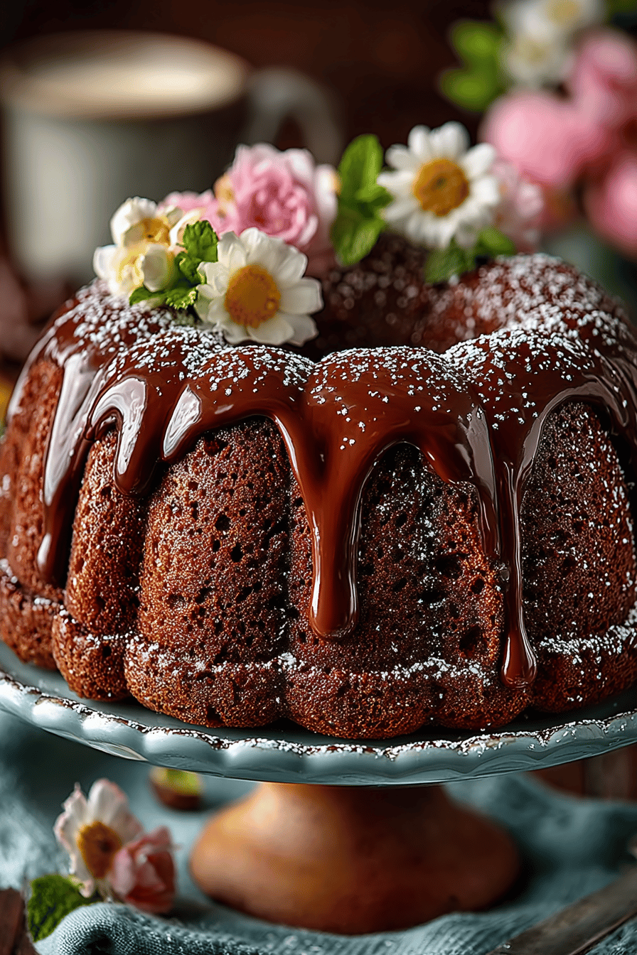 Death By Chocolate Bundt Cake A Decadent Dessert Recipe slice on plate showing perfect texture and swirl pattern