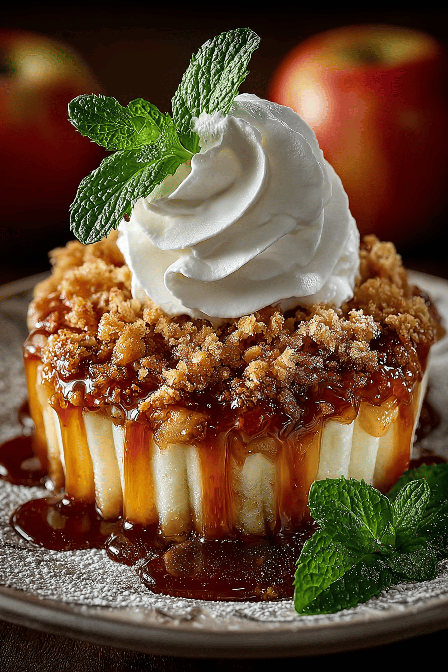 Delicious Apple Crisp Dessert Recipe slice on plate showing perfect texture and swirl pattern
