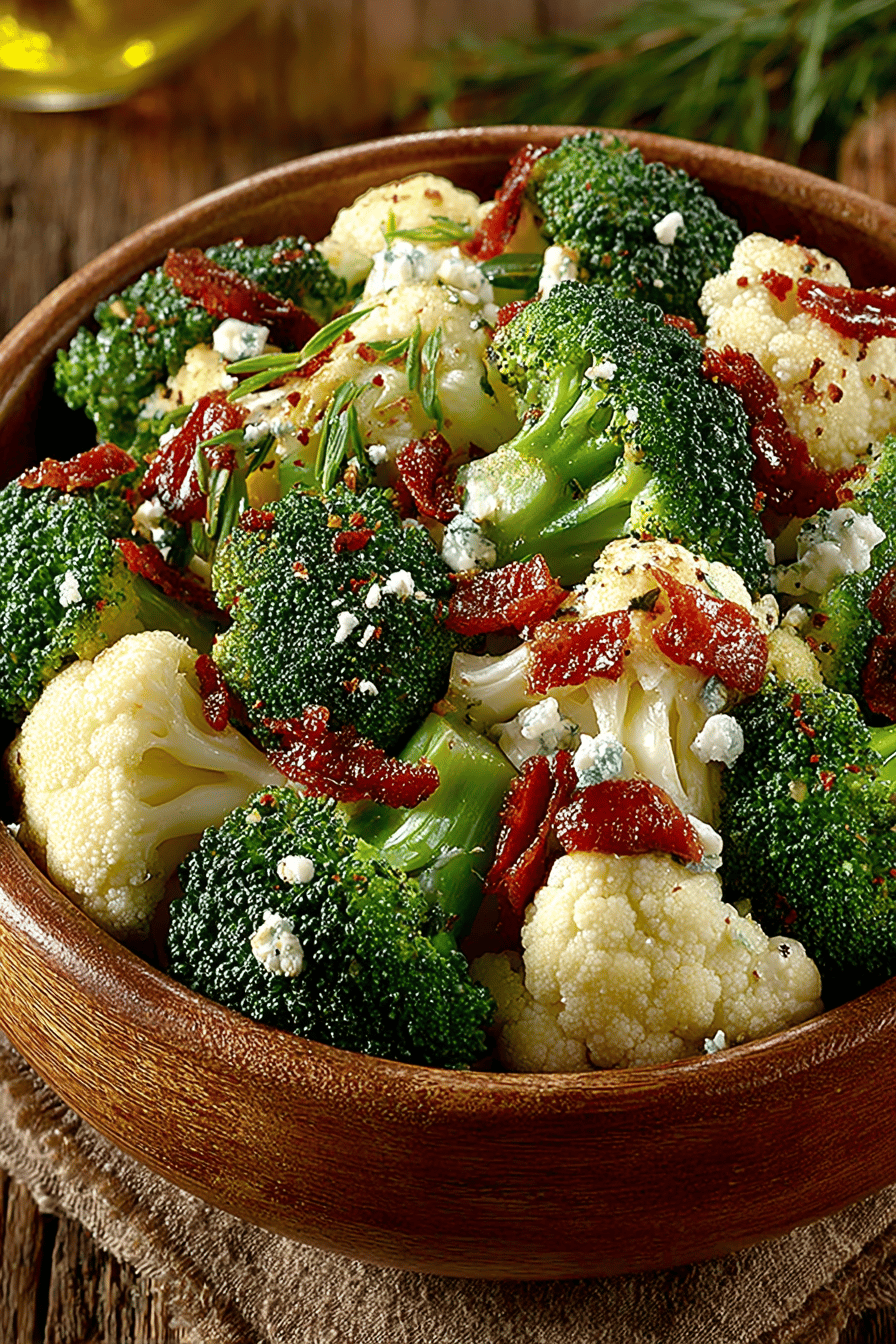 Delicious Broccoli and Cauliflower Salad Recipe slice on plate showing perfect texture and swirl pattern